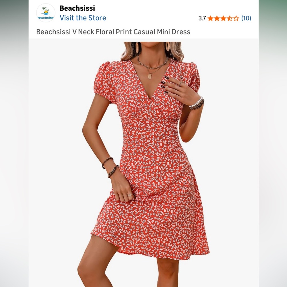 Elegant Red Floral Mini Dress
